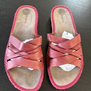 Patagonia,  red leather slides, size 8